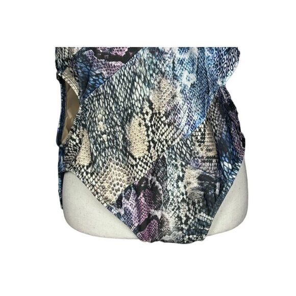 New Monif C Swimsuit w/Cover Up Plus Size 1X Havana Bandage Purple Snake Print - Picture 7 of 16